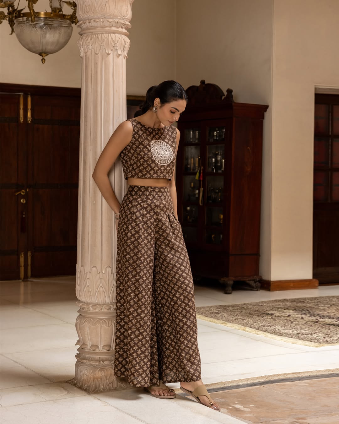 Women's Black Printed Cotton Co-ord Set