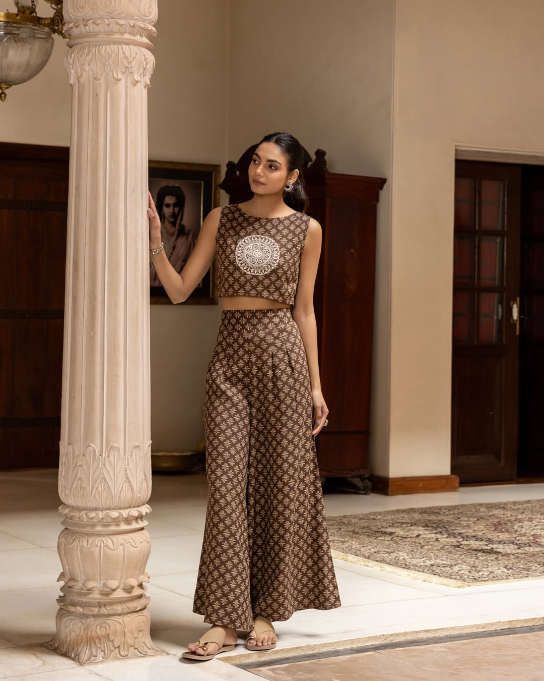 Women's Black Printed Cotton Co-ord Set