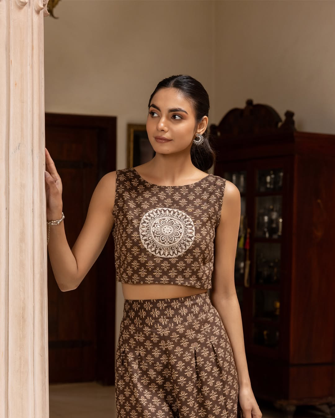 Women's Black Printed Cotton Co-ord Set
