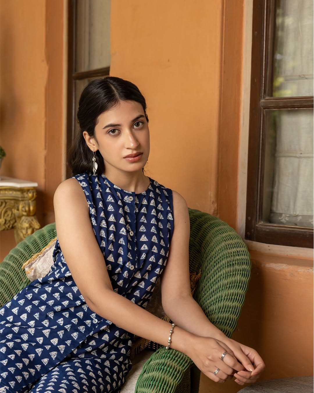 Women's Navy Blue Cotton Printed Co-ord Set