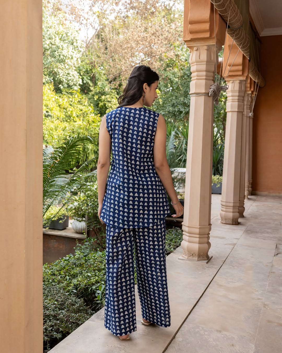 Women's Navy Blue Cotton Printed Co-ord Set