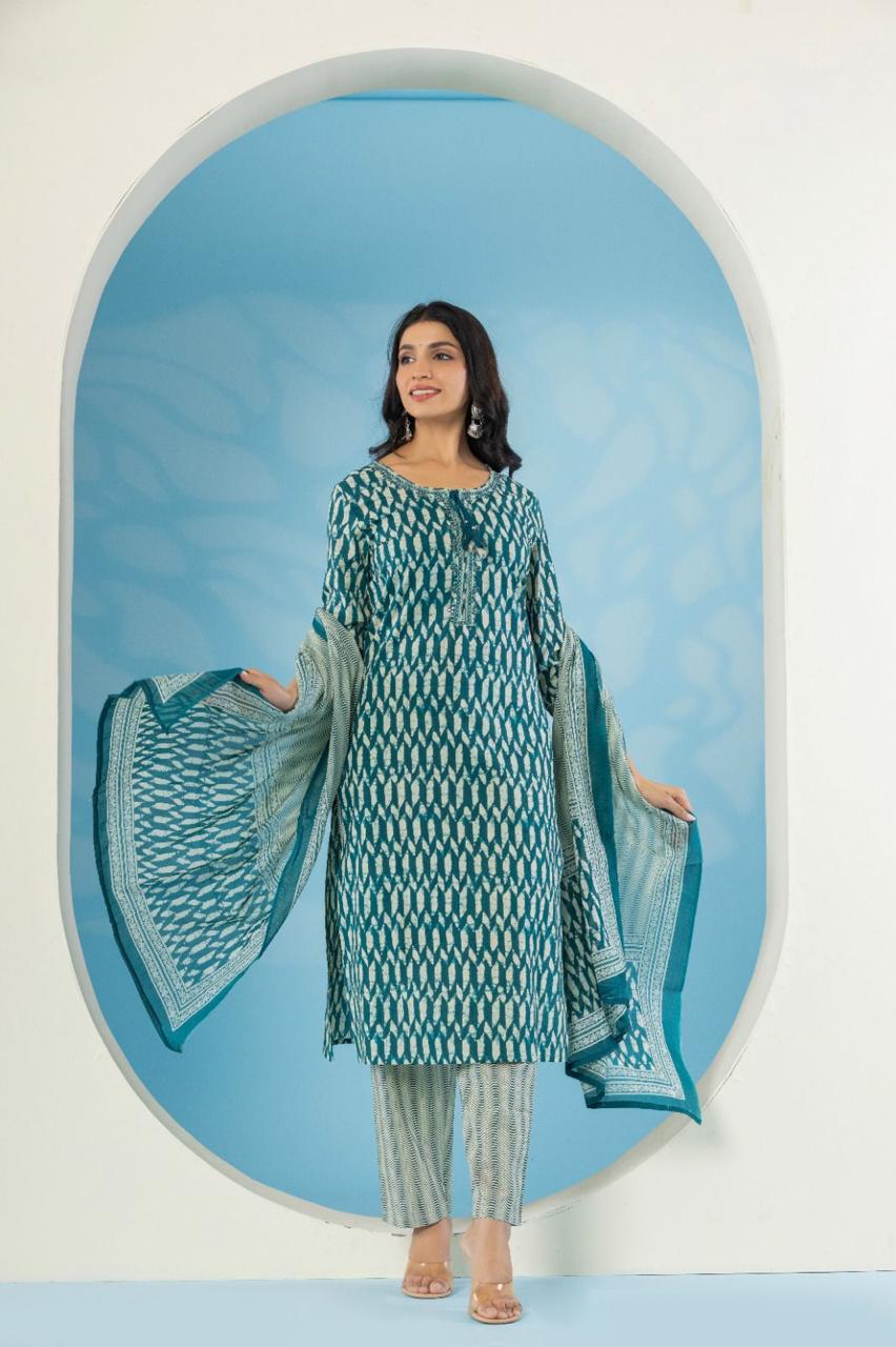 Stylish Bottle Green Ethnic kurta set For Women