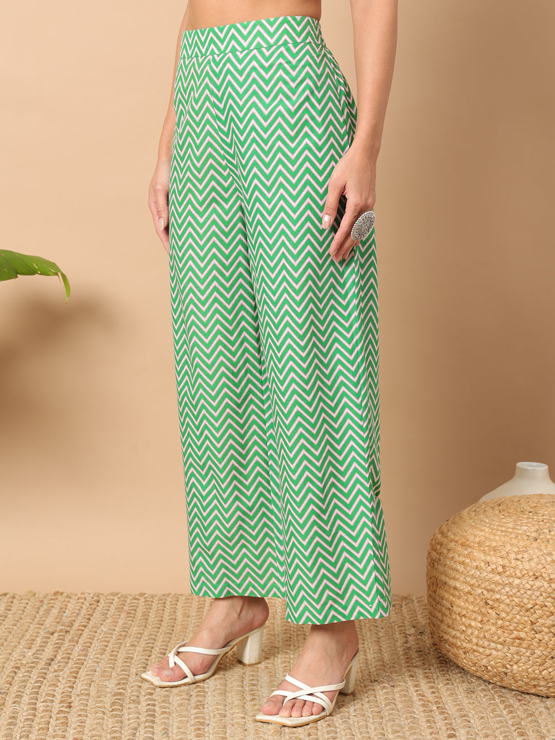 Women's Sea Green Cotton Straight Kurta Set