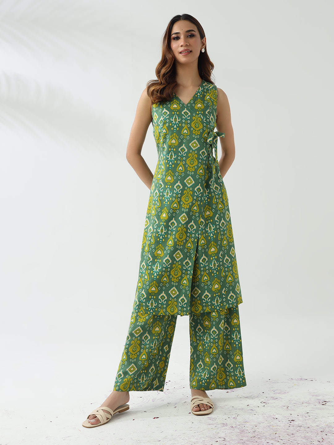 Elegant Green Cotton Kurta & Palazzo Set for Women