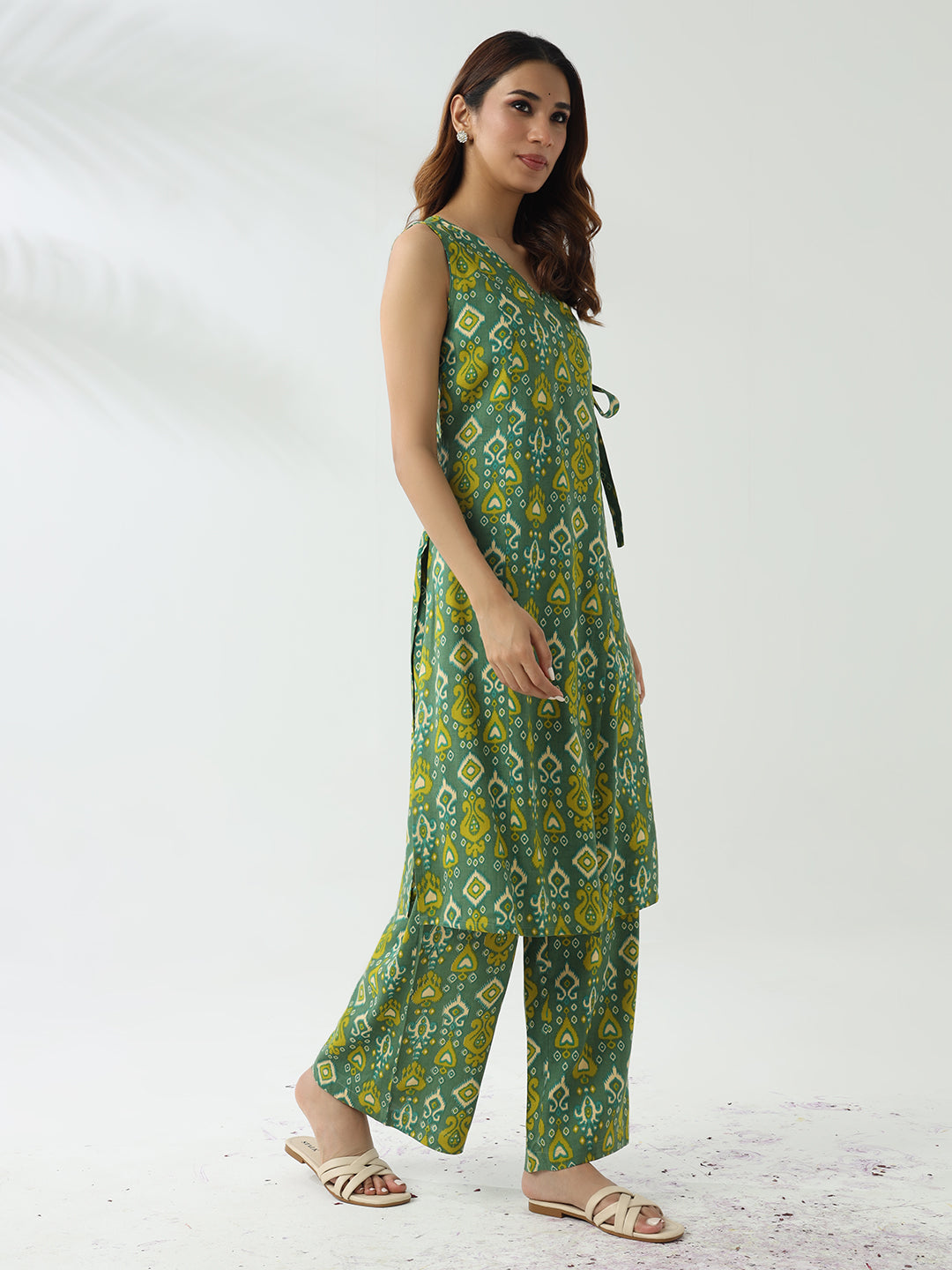 Elegant Green Cotton Kurta & Palazzo Set for Women