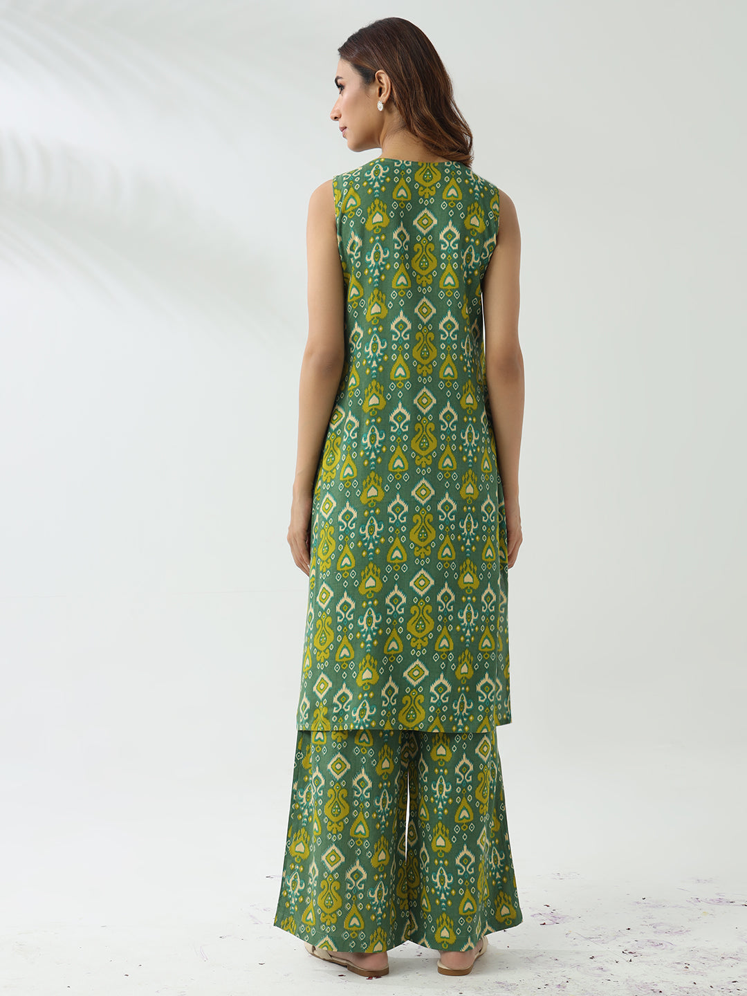 Elegant Green Cotton Kurta & Palazzo Set for Women