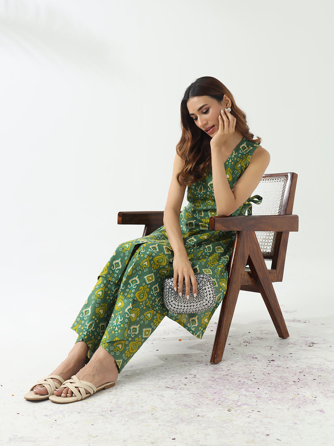 Elegant Green Cotton Kurta & Palazzo Set for Women