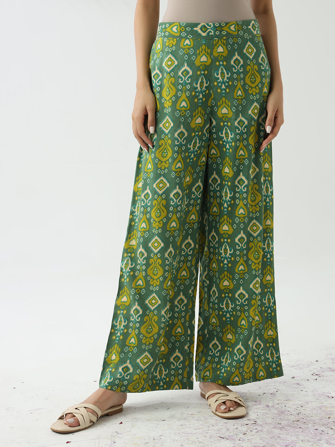 Elegant Green Cotton Kurta & Palazzo Set for Women