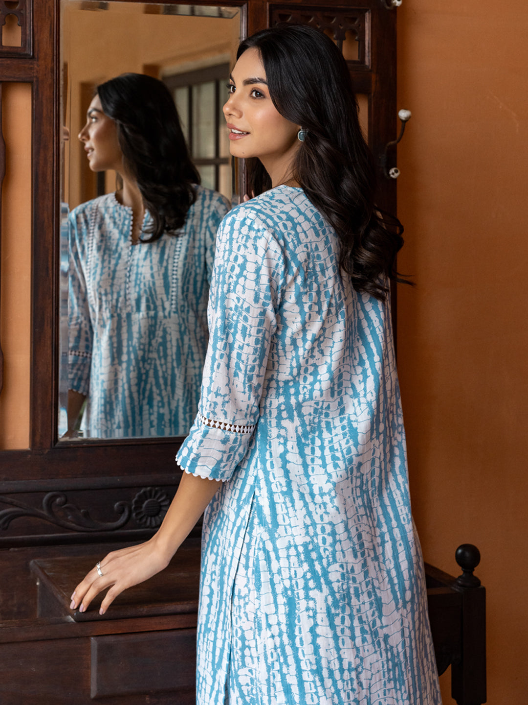 Elegant Sky Blue Cotton Straight Kurta Set for Women