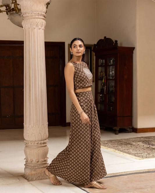 Women's Black Printed Cotton Co-ord Set