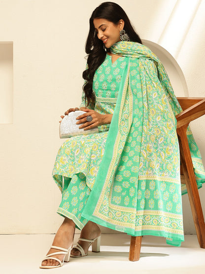 Stylish Neon Green Ethnic kurta set For Women