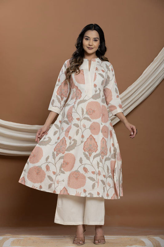 Beautiful Printed Cotton Kurta set with Plaza Pure Cotton Flex Comfort
