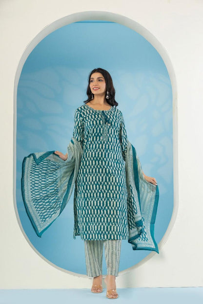 Stylish Bottle Green Ethnic kurta set For Women