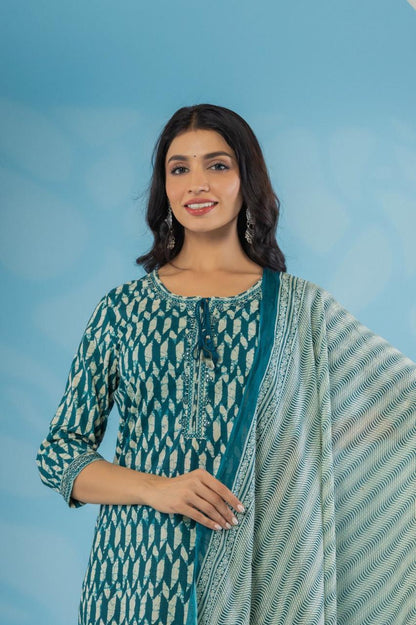 Stylish Bottle Green Ethnic kurta set For Women