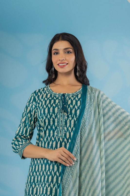 Stylish Bottle Green Ethnic kurta set For Women