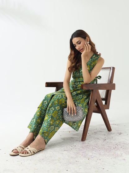 Elegant Green Cotton Kurta & Palazzo Set for Women