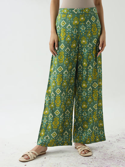 Elegant Green Cotton Kurta & Palazzo Set for Women