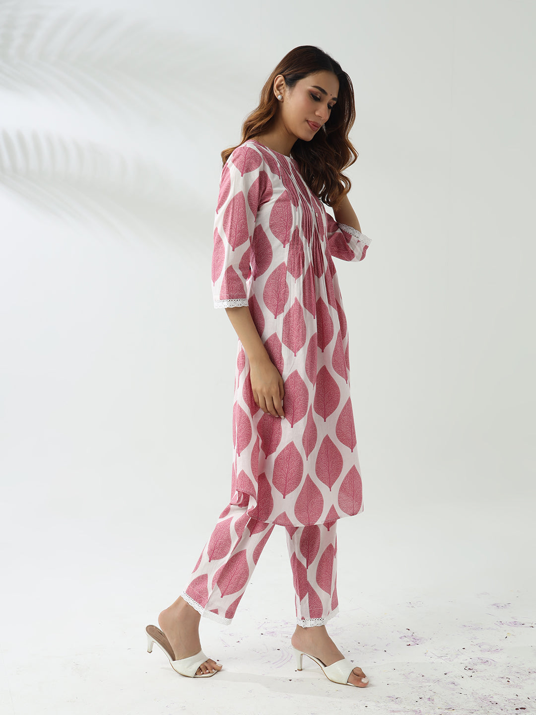 Soft Pink Flared Kurta Set in Breathable Cotton